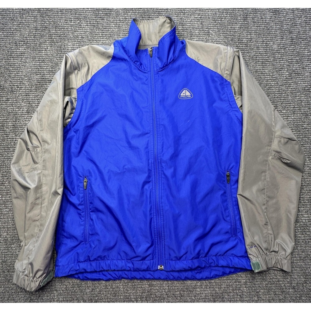 Nike ACG Jacket Mens Medium Blue Clima-FIT Zip Off Sleeve Windbreaker Hiking